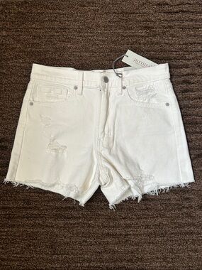 Just USA White Distressed High-Rise Denim Shorts
